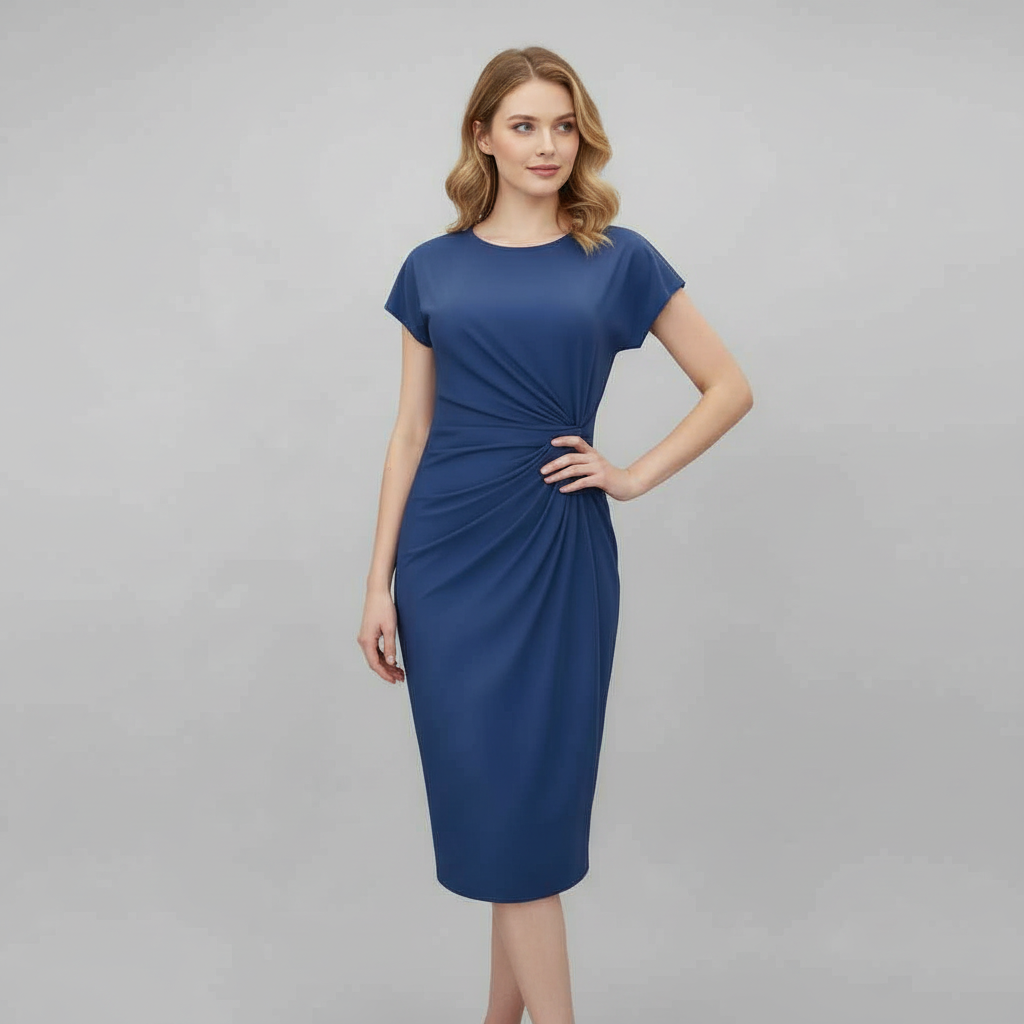 Abito Elegante Donna Midi Maniche Corte | Abito Cerimonia
