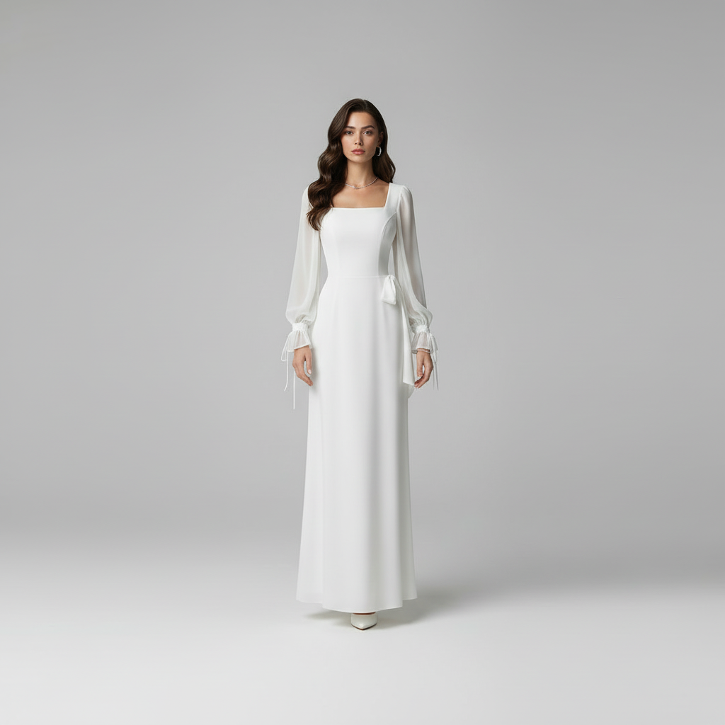 Abito Elegante Donna | Maxi Abito a Maniche Lunghe