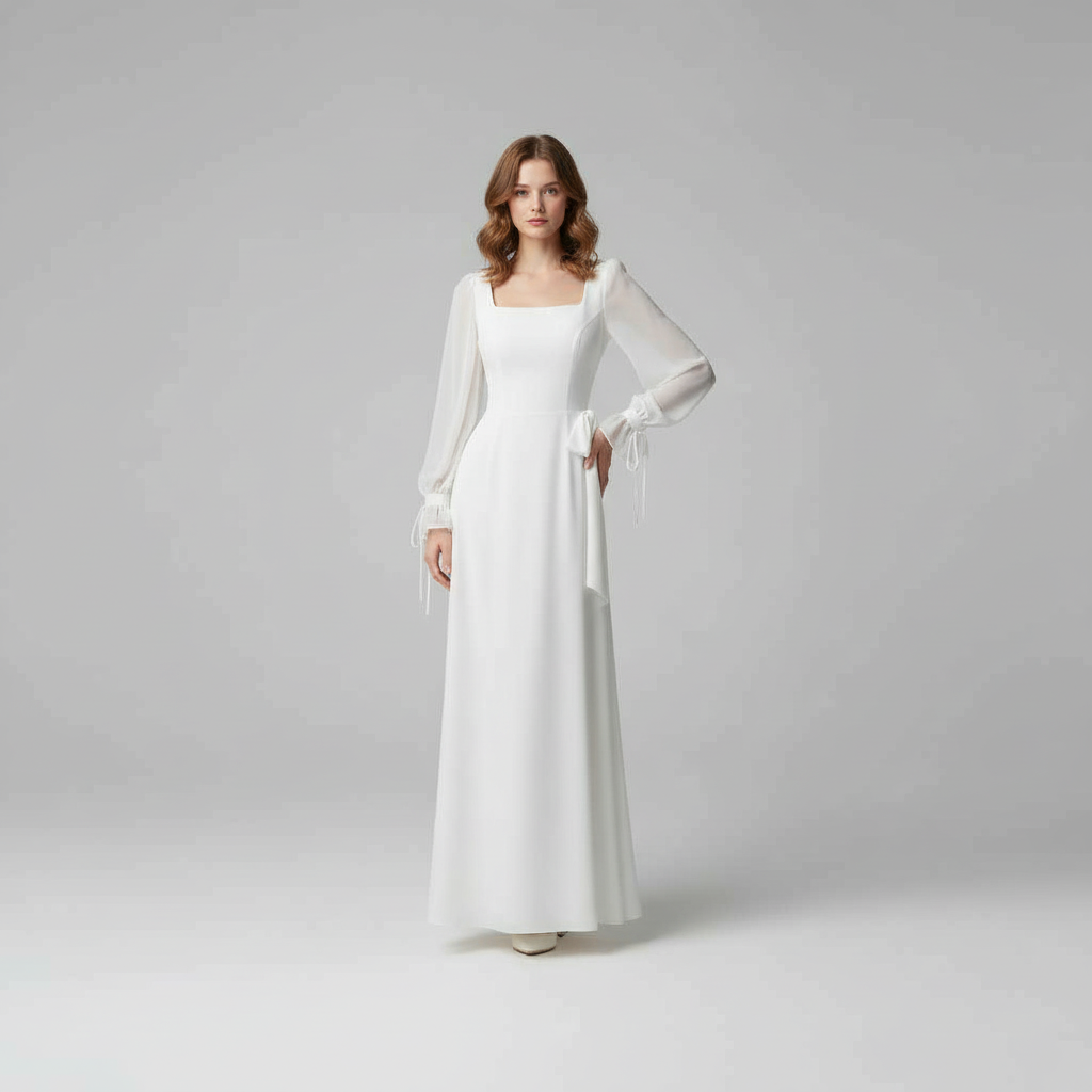 Abito Elegante Donna | Maxi Abito a Maniche Lunghe