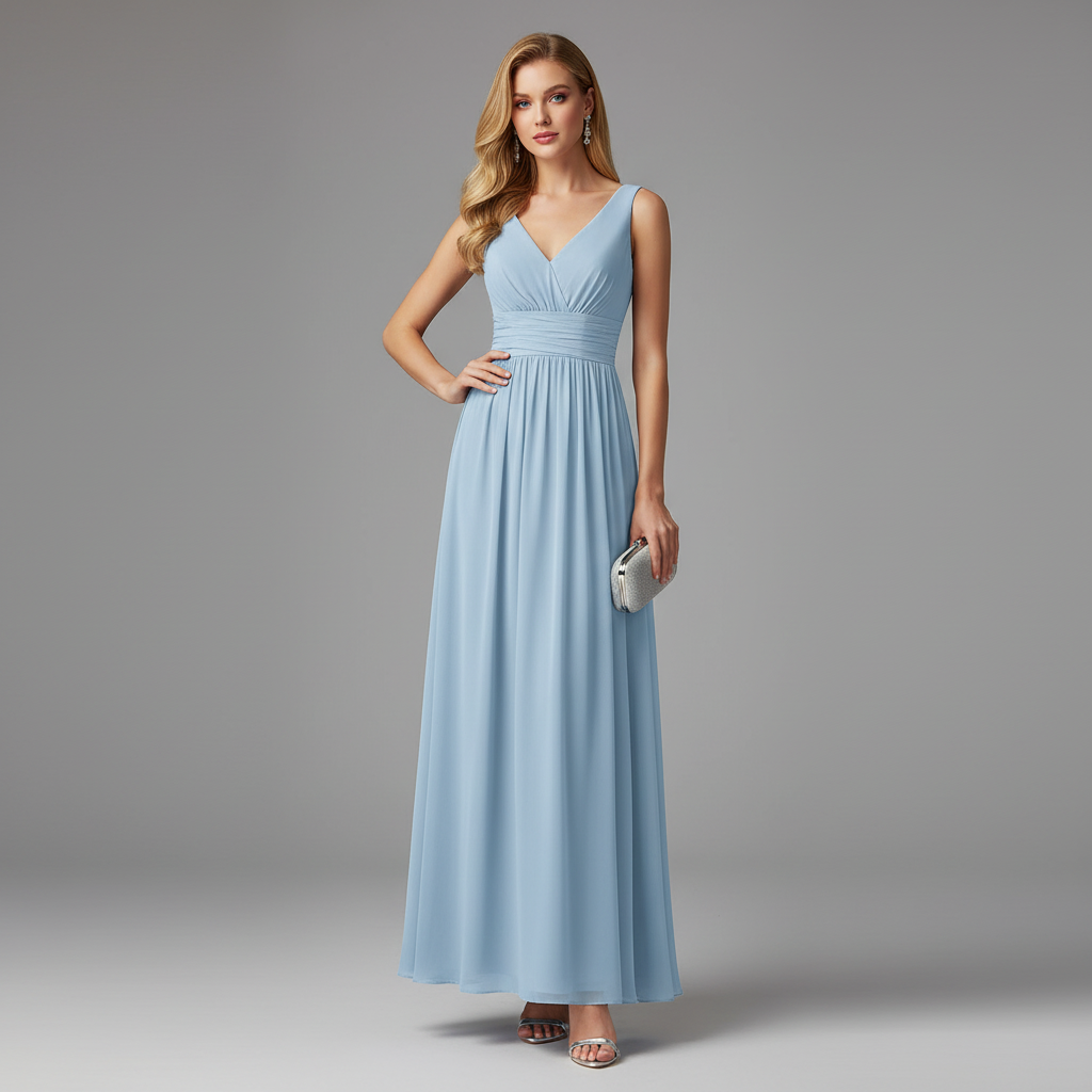 Abito Maxi Scollo a V Senza Maniche | Moda Donna