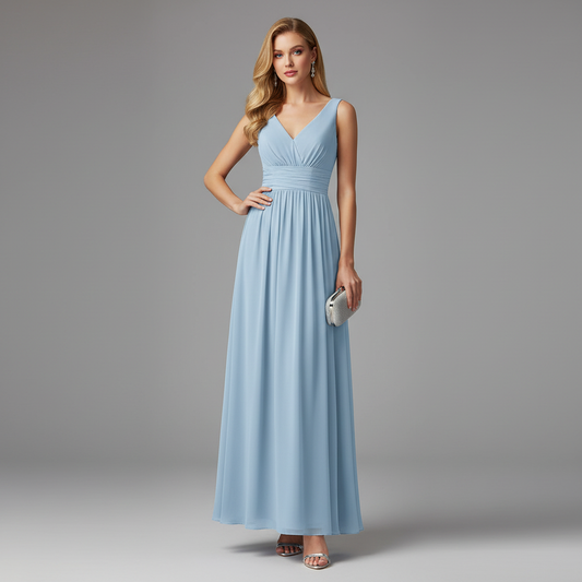 Abito Maxi Scollo a V Senza Maniche | Moda Donna