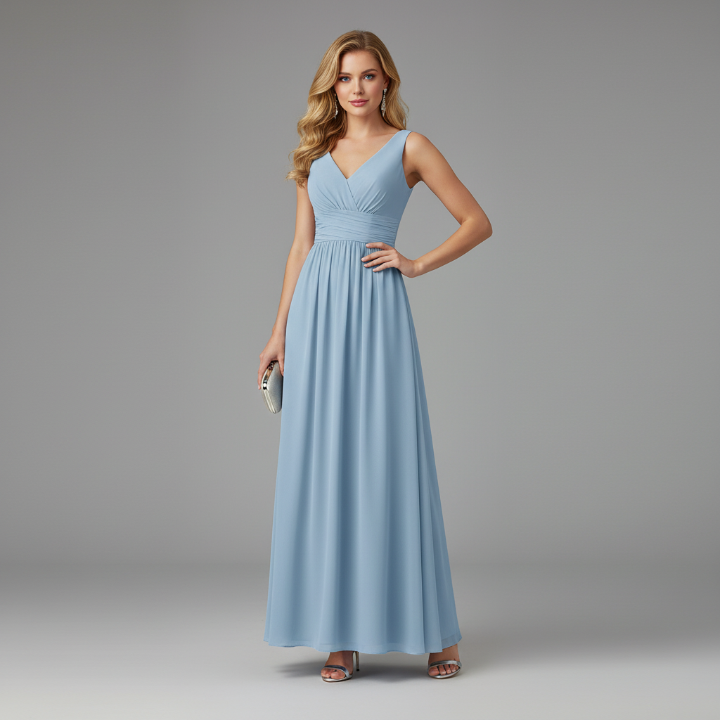 Abito Maxi Scollo a V Senza Maniche | Moda Donna
